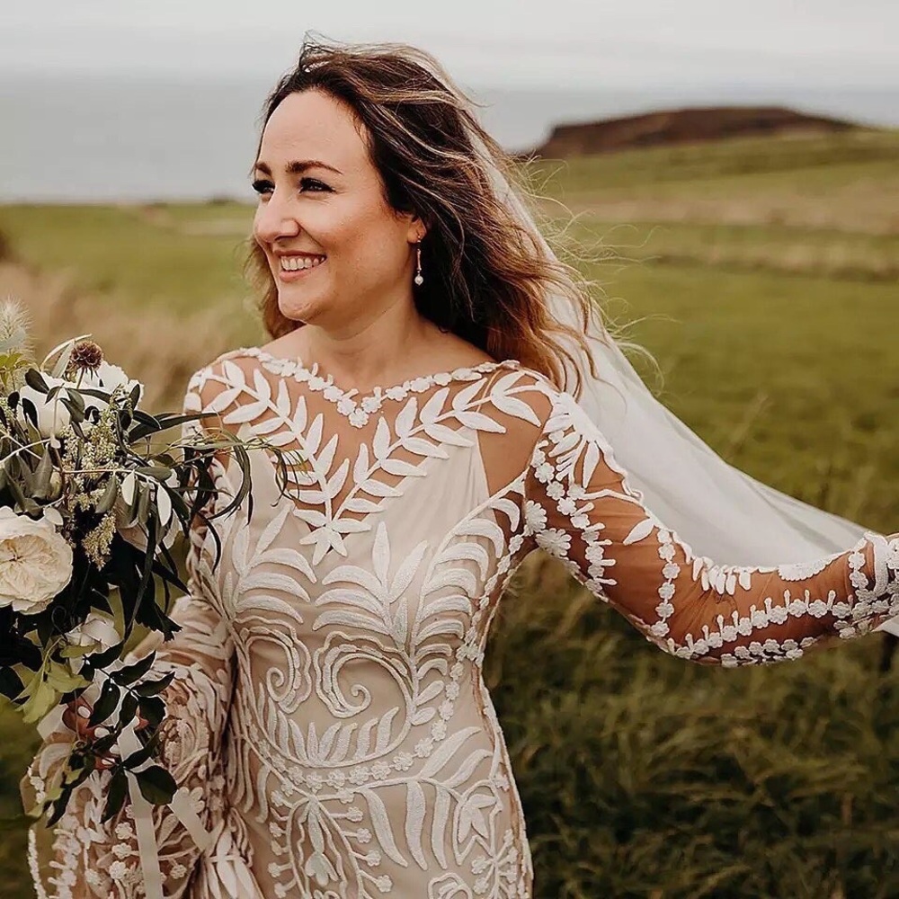 Illusion Boho wedding dress.